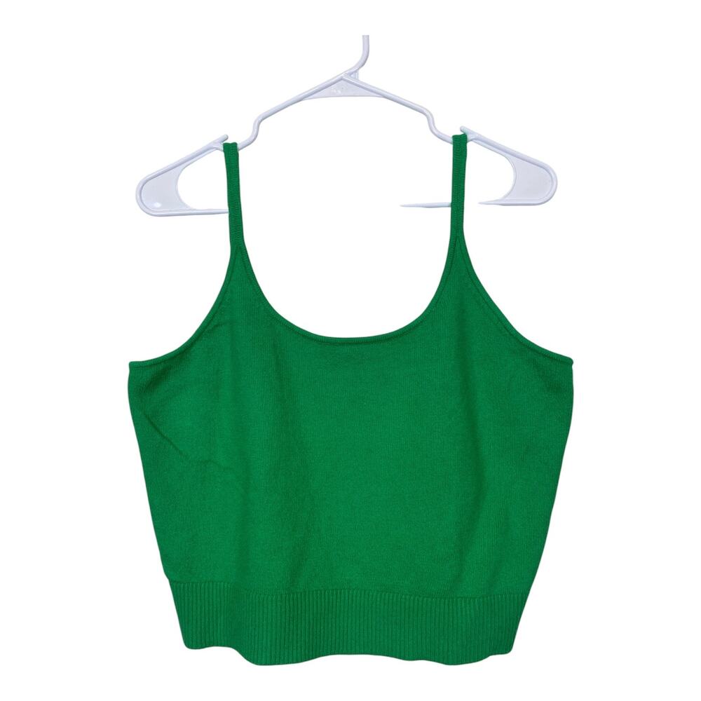 Old Navy Women Green Knit Tank Top Fuzzy Size L